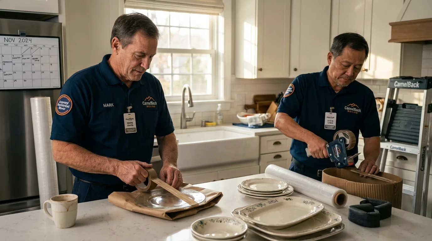 Professional crew packing kitchen dishware in White Plains, NY